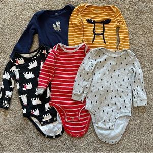 5 Carters long sleeve bodysuits - fall and winter theme